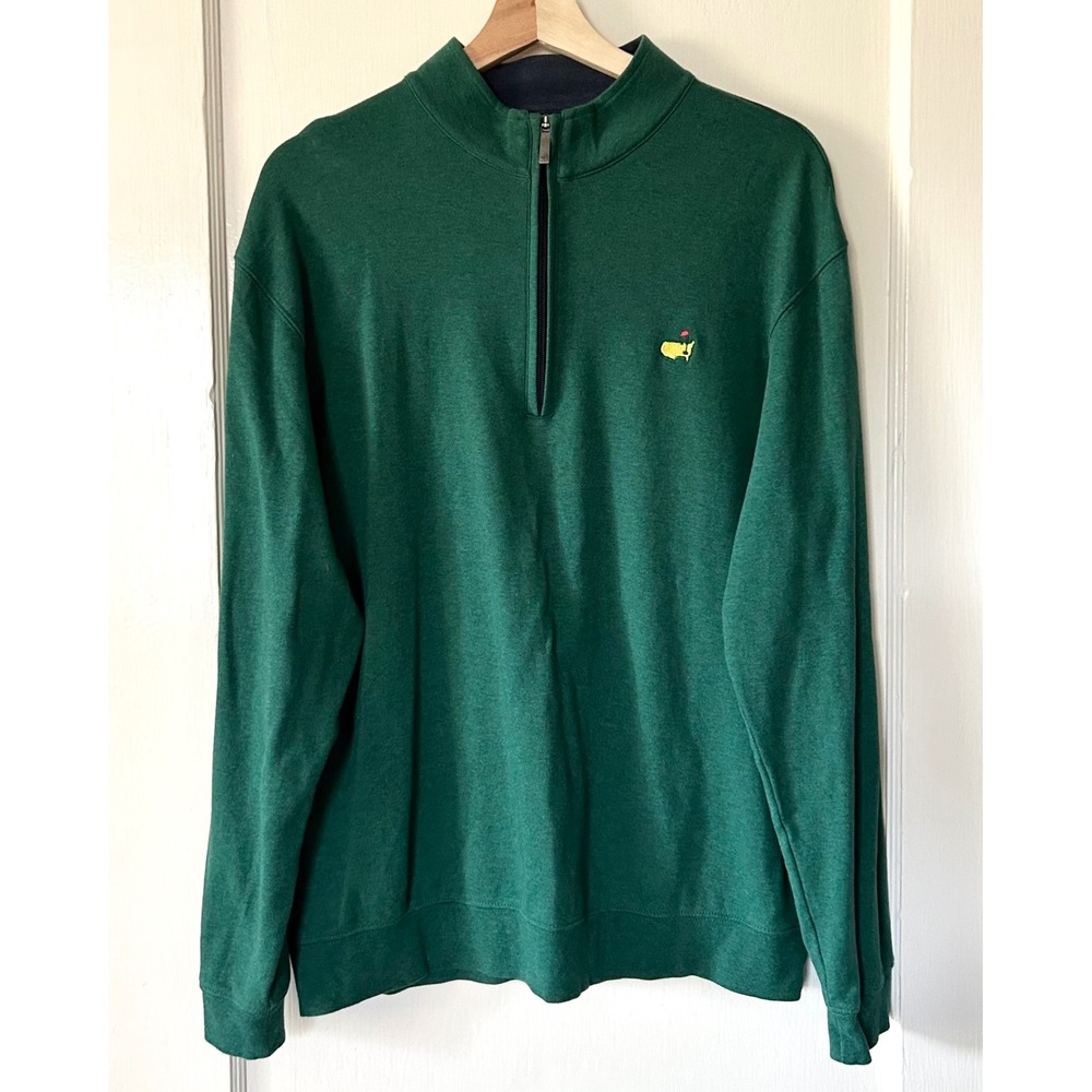 Masters Collection 1/4 Zip Pima Cotton Golf Pullover Green Men's L Augusta